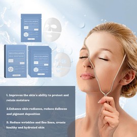 Bio-Collagen Real Deep Mask, Bio Collagen Mask, Korean Bio Collagen Mask Bio-Collagen Deep Hydrating Overnight Mask Hydrating Anti-Aging Gesichtsmaske 4 Stück