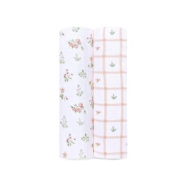 aden + anais™ essentials cotton muslin 2 pack swaddle blanket elephant circus (Country floral)