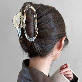 Briskyjp ヘアクリップ 大きめ 髪留め 髪飾り バンスクリップ しっかりとまる ヘアアクセサリー お風呂 バナナクリップ 韓風 シンプル オフィス レディース 可愛い雲の造型 PC樹脂 軽量 おしゃれ 毛量多い方に（透明）