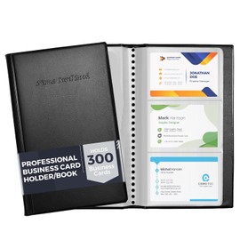 Professional Business Card Holder/Book with Black Cover Holds 300 Business Cards by Ring Binder Depot