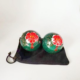 QINGZHENG-1.97Inch Chinese Health Balls with Chimes Baoding Balls for Hand Therapy, Exercise, and Stress Relief(2 Pcs Green)