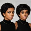 2 Pcs Glueless Pixie Cut Wig, Short Black Wig with