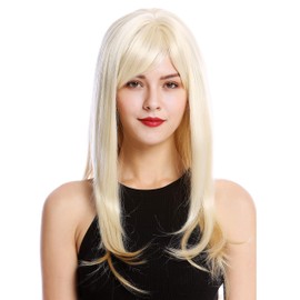 WIG ME UP - GFW2274-LG26+613 Lady Quality Wig Long Straight Bangs Fringe Light Blond Platinum Mix