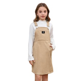 Milumia Girl Corduroy Crisscross Overall Dress with Pocket Khaki 9 Years