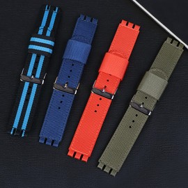 Lijinlan Replacement Nylon Watch Band for Swatch 17mm 19mm 20mm, Soft Woven Nylon Sport Stylish Strap for Swatch Watch Series Accessories (20mm Lug, Green)