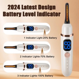 Heated Eyelash Curlers with Battery Indicator, Electric Eyelash Curler 3 Temperature Modes LED Display USB Rechargeable Makeup Tools, Heated Lash Curler Ideal Christmas Gift for Women W423