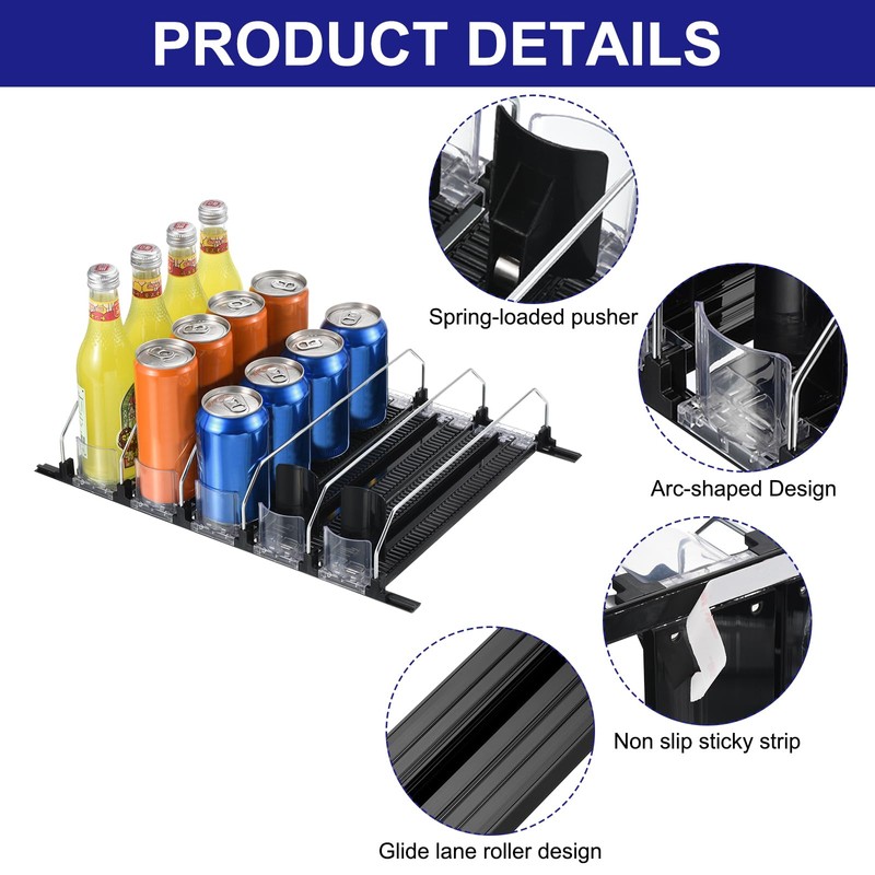 uxcell 3pcs Soda Can Organizer for Refrigerator, Self-Pushing Drink Organizer
