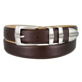 Brandon Italian Calfskin Genuine Leather Designer Golf Dress Belt 1-1/8"(30mm) Wide (Smooth Brown, 42)