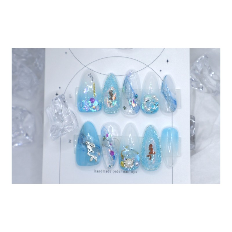 Handmade nail tips - ♀ Siren - Coffin Egg /