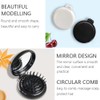 Folding Hair Brush with Mirror for Purse/Pocket,Round Mini Compact Massage