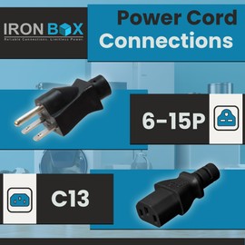 IronBox Electric NEMA 6-15 Plug to C13 Connector Power Cords - 15A/250V - 14/3 AWG - Power Supply Replacement Cable - UL Listed Heavy Duty Power Cord for Monitor, Computer, TV & More (10 ft, Molded)