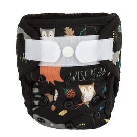 Newborn Baby Cloth Diaper Cover Nappy Hook and Loop (Racoon Owls)