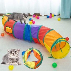 DoggKKin Cat Toy Self-Activity Cat Tunnel, Bird Toy for Cats, 123 x 25 cm, Intelligence Toy for Cats, Interactive Cat Toy, Foldable, Interactive Pet Toy