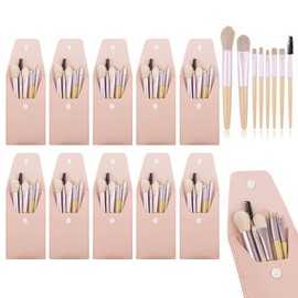 10 Sets Travel Size Makeup Brushes Set Mini Face Make up Brushes Brushes Bag for Makeup Party Favors Wedding Bridal Shower Favors Bridesmaid Gift Bachelorette Party Gift (Ivory Beige)