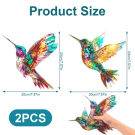 Hummingbird Suncatchers, 2pcs Stained Glass Window Hangings crystal suncatcher kit Sun Catchers For Bird Hanging Ornaments Stained Glass Kit For Outdoor Indoor Garden Party Decor