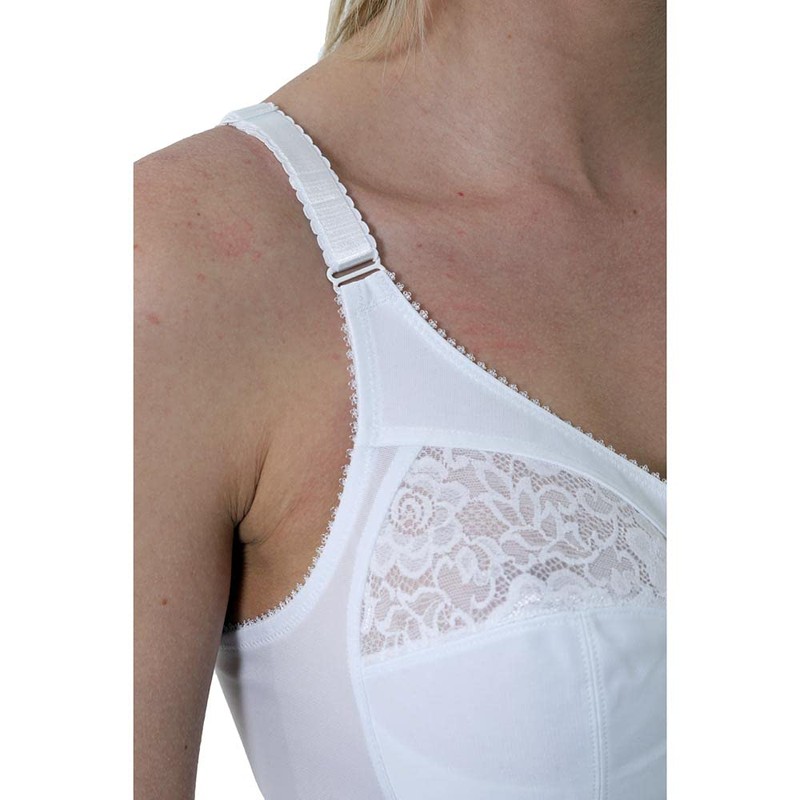 Gemm Ladies White Non Wired Lace Trim Plus Size Bra