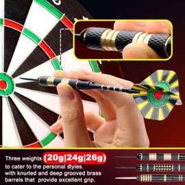 Pack of 12 Darts Metal Tip, 20/24/26 g Professional Darts, Darts Sets with Aluminium Shaft Flights Sharpener Protector Rubber O's Rings Multi Purpose Dart Tool