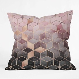 Society6 Elisabeth Fredrik Son Pink Grey Gradient Cubes 2 Indoor Throw Pillow, 20" x 20"