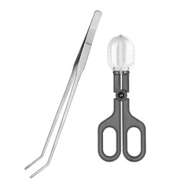 Hsthe Sea 2in1 Feeding Tool Reptile Feeding Tongs Cricket Clamp Bug Scooper, Cleaning Supplies Scooper+ 1X Tweezers for Reptile, Hedgehog, Hamsters, Guinea Pig,Lizard, Spider Bearded Dragon