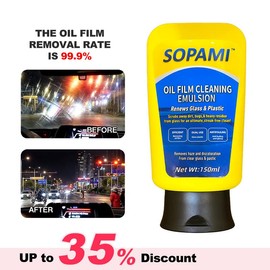 SOPAMI Car Oil Film Cleaning, Glass Decontamination Without Traces, Window Oil Film Cleaning, Fast Cleaning, Compact And Easy To Carry:_1