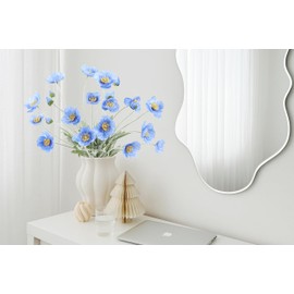 Prakilom Artificial Poppy Flowers (6 Stems, Blue), Silk Bouquets for Home Decor, Wedding, Table Centerpiece and Party Events, DIY Faux Floral Arrangements YS2