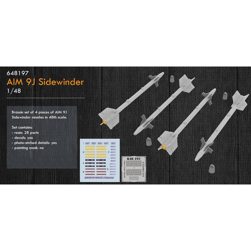 Eduard EDB648197 Brassin 1:48-AIM 9J Sidewinder Missile kit, Various