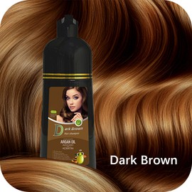 Fokiabin Gray Coverage Color Shampoo - 3-in-1 Color Depositing Shampoo with Herbal Formula, Ammonia-Free Hair Dye for Women & Men, Long-Lasting Root Touch Up (Dark Brown, Lasts 6 Weeks)