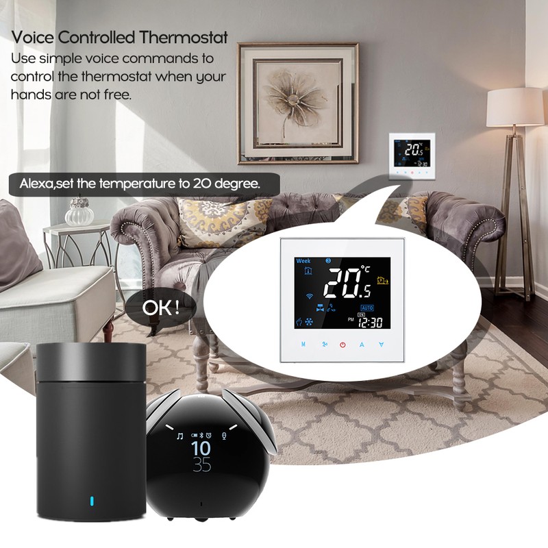 Four Pipe Wifi Voice Intelligent Room Thermostat Digital Programmable Temperature