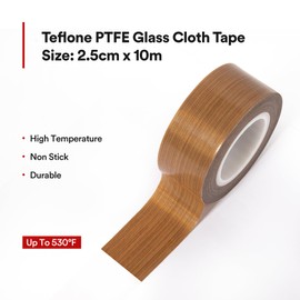 NEZUIBAN Teflon Tape, 1" x 33ft x 0.18mm High Temperature PTFE Coated Fiberglass Adhesive Tape