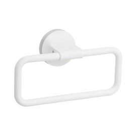 Suction Cup Towel Ring with Auxiliary Board, Total Length 18 cm (Drying Width 16 cm), Load Capacity 1 kg, White