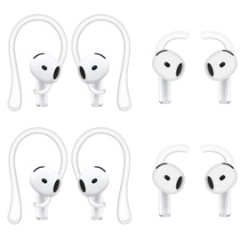 ALXCD Ear Hooks Compatible with AirPods 4 4th Gen, 2 Pair Anti-Slip Soft Rubber Earhook, 2 Pairs Silicon Ear Tips Hook, Compatible with AirPods 4 2+2 Pairs 722 Whtie