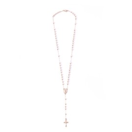 Nazareth Store 18K Gold Plated Bronze Rosary Necklace Our Lady of Guadalupe Medal & Crucifix 3 mm Catholic Prayer Beads Pendant Religious Jewelry Gift for Women & Men