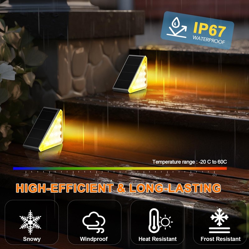 AUDLES 12 Pack Solar Stair Lights Outdoor Stair Lights with