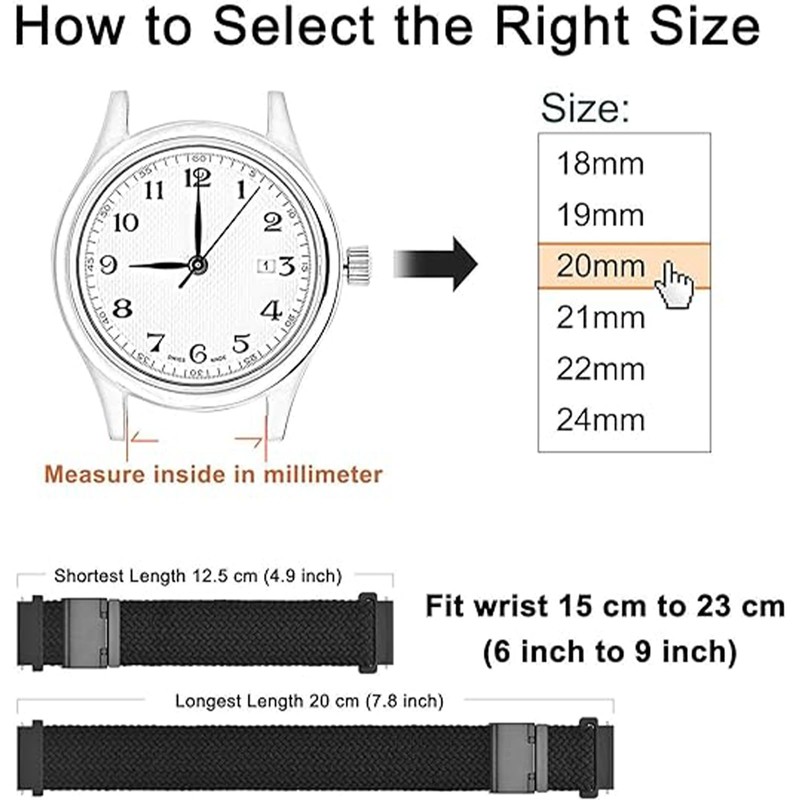 RSYHVG Braided Nylon Watch Straps with Adjustable Buckle, Woven Sport
