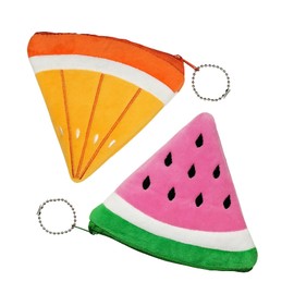 FuninCrea Coin Purses for Women, Creative Plush Fruit Shape Small Purse Women's Coin Bag Cute Cartoon Coin Bags Purse Women's Small for Coins, Pink+Orange-2 Pack, Contemporary