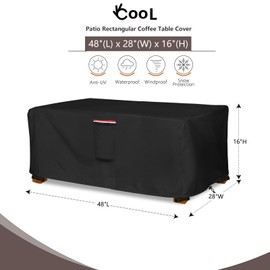 okcool Outdoor Coffee Table Cover,Waterproof Rectangular Patio Small Side Table Cover,48 x 28 x 16 inch, Outdoor Table Covers Waterproof Rectangle,Black