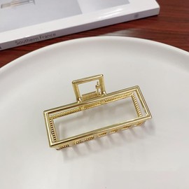 [ナカノヤ] NAKANOYA バンスクリップ 1個 金属 合金 メタル ヘアクロー バンス ジッケピン ヘアクリップ ミニバンス 無地 シンプル 四角 長方形 スクエア レクタングル フレーム 透かし 光沢 艶あり つやあり 小さめ 小さい ミニ スモールサイズ Sサイズ AMVS52 (14:SG:シャンパンゴールド)