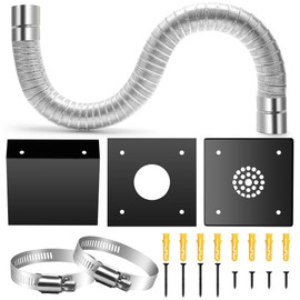 Zhaoyao Pellet Stove Pipe Kit, Aluminum 2’’ x 60’’ Pellet Stove Fresh Air Intake Kit with Rain Guard for External Wall Ventilation & Hose Clamps with Screw Fasteners