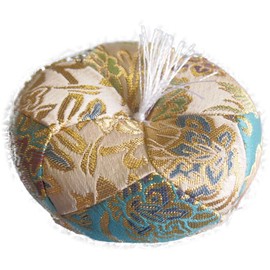 Orin Set, Modern Buddhist Altar, New Brocade Arabesque, Round Shape (3.5 inches (10.5 cm), Shinbrocade Arabesque, Green Navy)