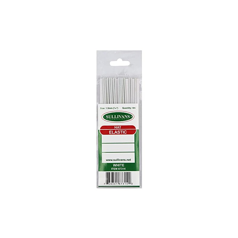 Sullivans Hat Elastic, 4 Meter Card Length, White