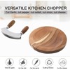 Salad Chopper With Round Wood Cutting Board - Mezzaluna Knife