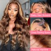 AUABEAUTY 28 Inch Honey Blonde Ombre Lace Front Wig Human