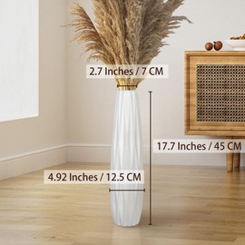 DOCFLVAS Ceramic Floor Vase,17.7 Inches Tall Floor Flower Vase for Home Decor,Large Vase for Pampas Grass,Minimalist Style for Living Room Office Centerpieces Home Decor Modern Decorative