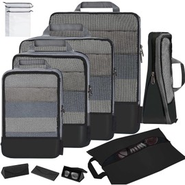 Bolsa Organizador de Viaje para Maletas Compresión, 10pcs Bolsas Organizadora de Equipaje Viaje Accesorios, Organizador de Equipaje para Ropa Zapatos 