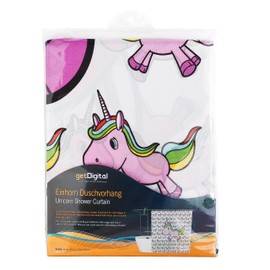 getDigital Magic Unicorn Shower Curtain | Anti-Mould Effect, Waterproof, Unfortunately Non-Glittery | 180 x 200 cm, Fits All Standard Showers