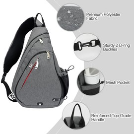 INOXTO Sling Bag, Multipurpose Crossbody Shoulder Bag for Men and Women, Chest Bag Crossbody Daypack for Hiking, Pickleball Bag with Water Bottle Holder for Tennis, Pickleball (Dark grey)