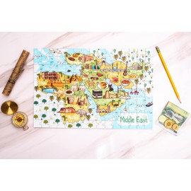 Terra Puzzles Middle East Map Wooden Jigsaw Puzzle 152 Piece, 15x10 inches