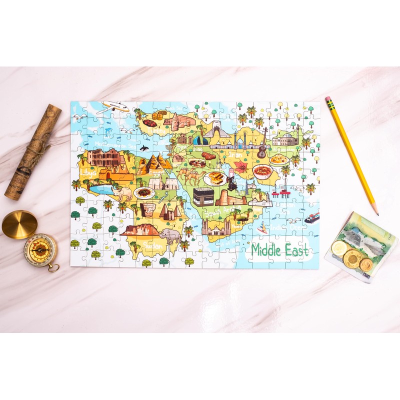 Terra Puzzles Middle East Map Wooden Jigsaw Puzzle 152 Piece,