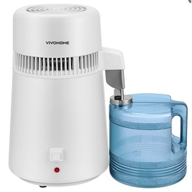 VIVOHOME Water Distiller Countertop 1.6 Gallon/4L 900W Distilled Water Machine with Smart Switch Purifier Filter for Home Office, White