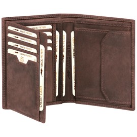 Marc Peter Men's Leather Wallet with RFID Protection, Real Leather Wallet, Landscape Wallet, Men's Purse, Wallets, Brown1, Vintage